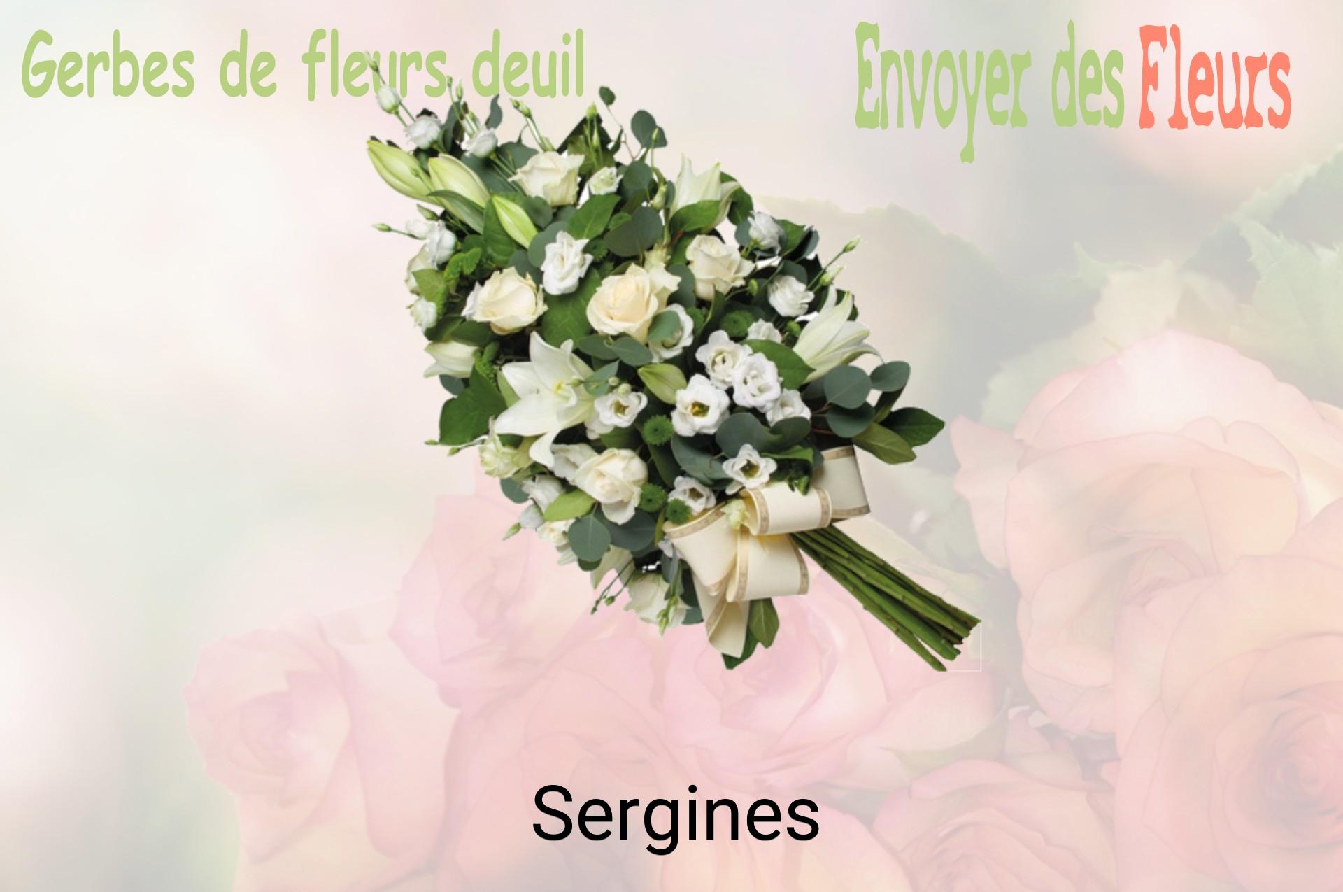 Gerbe de fleurs de deuil livrée à Sergines